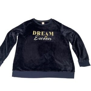 SECRET TREASURES Women XL (16/18) Dream Queen Plush Fleece Loungewear Navy Gold